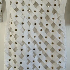 White Dress with Gold Studs